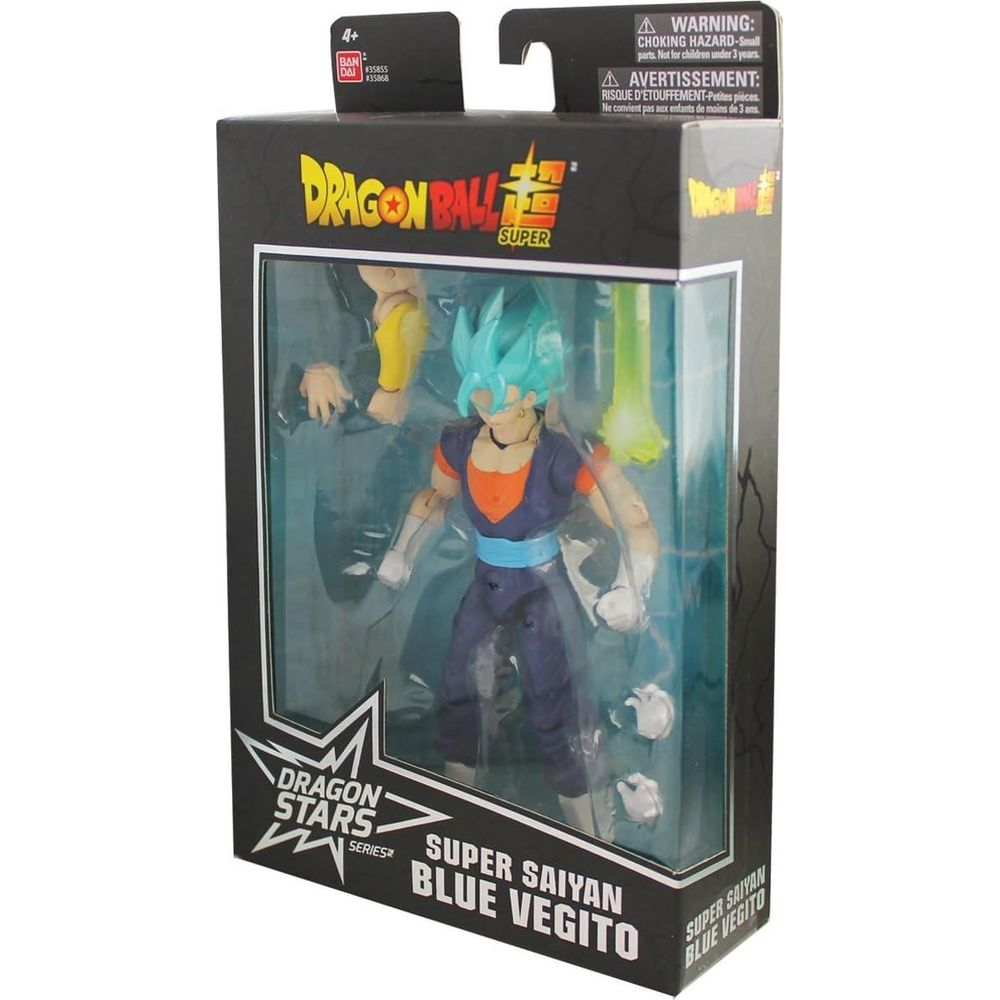 Figura akcji Dragon Ball Super Super Saiyan Blue Vegito w czarnym oryginalnym opakowaniu.