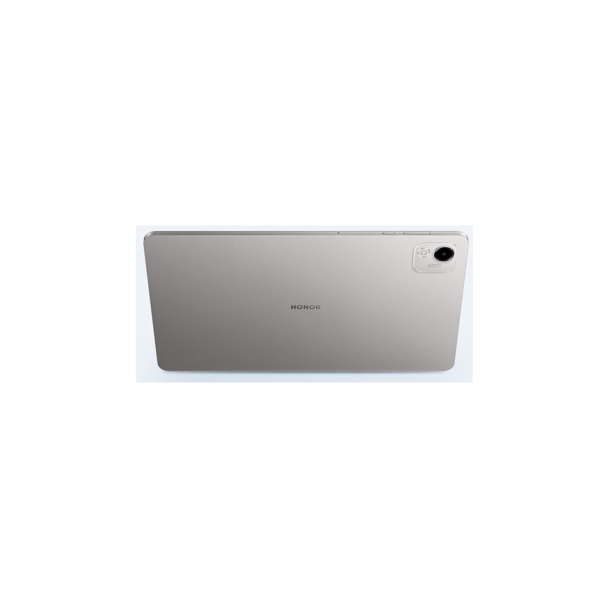 Rückansicht eines silbernen Honor-Tablets mit einer einzigen Kamera in der oberen rechten Ecke und zentriertem Honor-Logo.