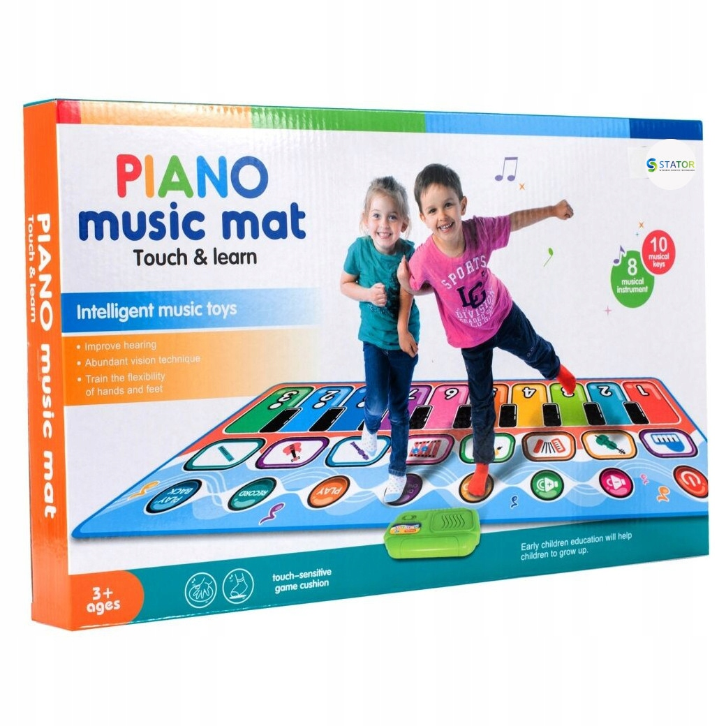 Opakowanie maty muzycznej do pianina z uśmiechniętymi dziećmi.