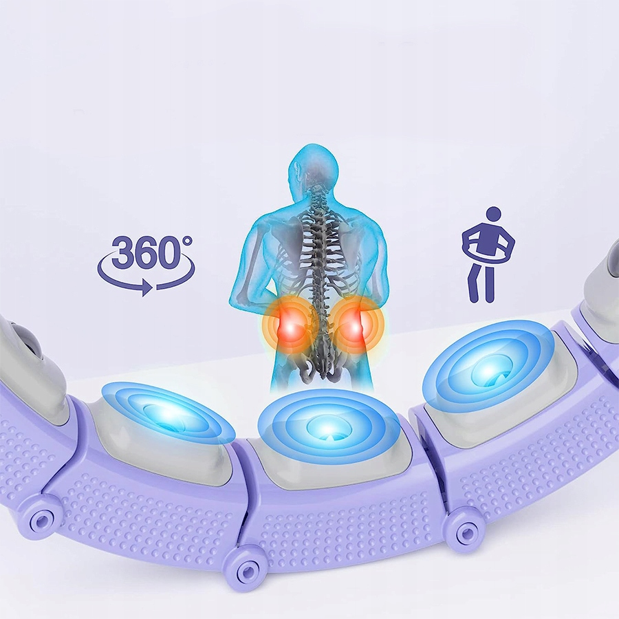 Fioletowy hula hop z wypustkami masującymi i grafiką anatomiczną.