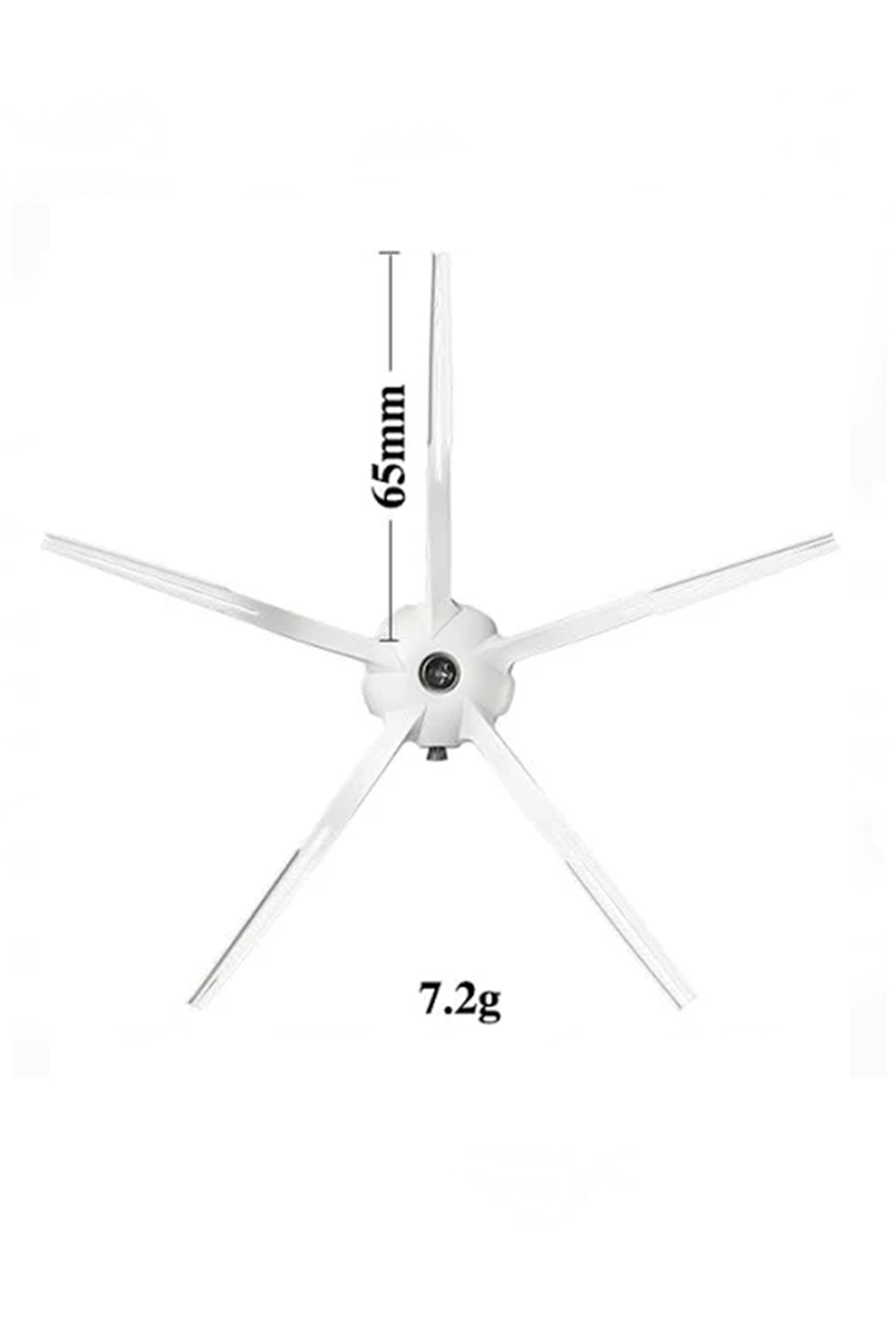65mm ve 7.2g ölçüleri olan beyaz beş kollu robot süpürge yan fırçası.