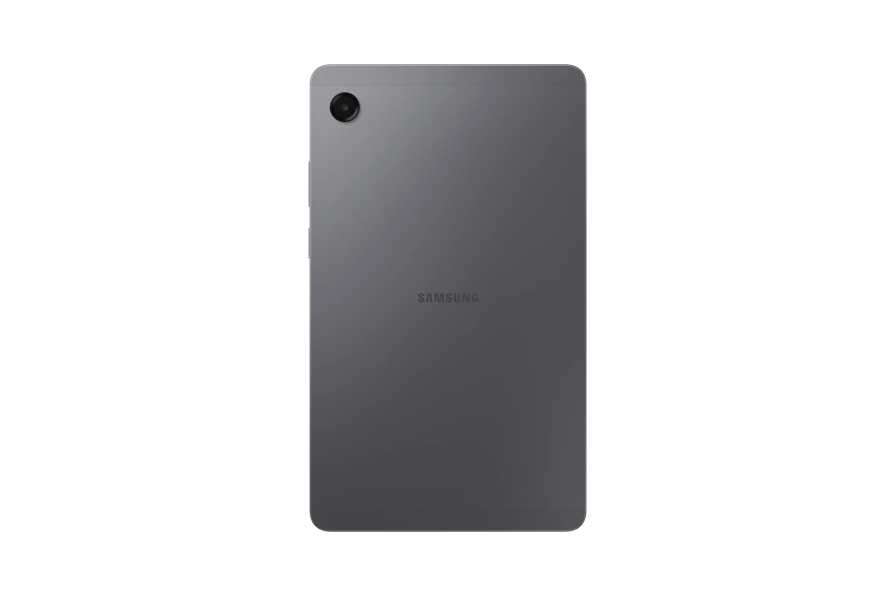 Egy szürke Samsung tablet hátulja, bal fent egyetlen kamerával.