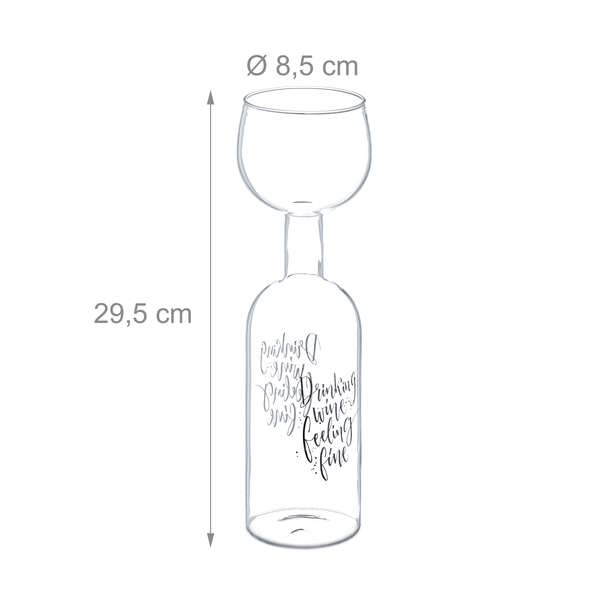 Ein hohes Weizenglas mit Aufschrift, 29,5 cm hoch und 8,5 cm im Durchmesser, auf weißem Hintergrund.