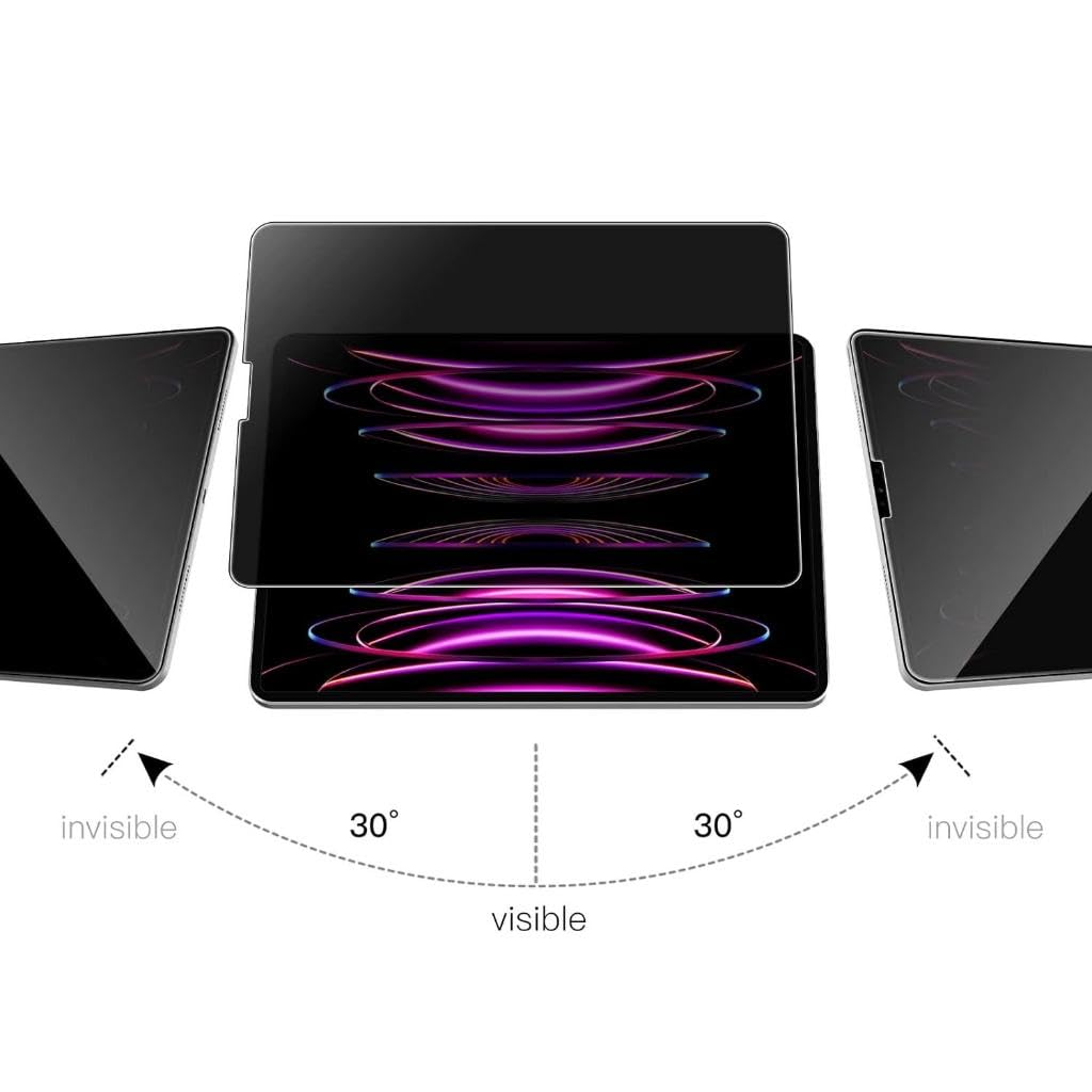 30 derece görüş açısına sahip tablet gizlilik ekranı filtresini gösteren diyagram.