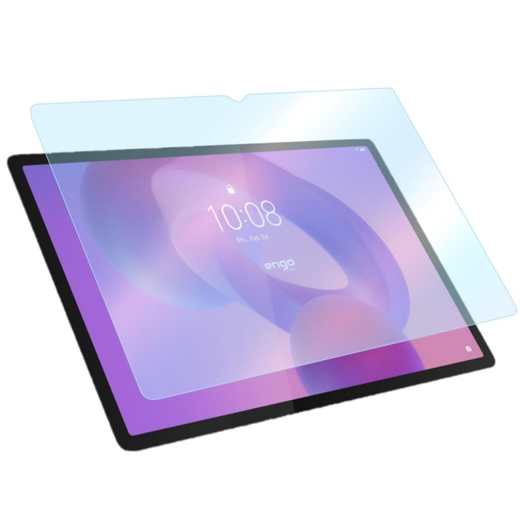 Ekranı ortaya çıkaran, hafifçe üzerinde yüzen şeffaf bir koruyucu filme sahip tablet.
