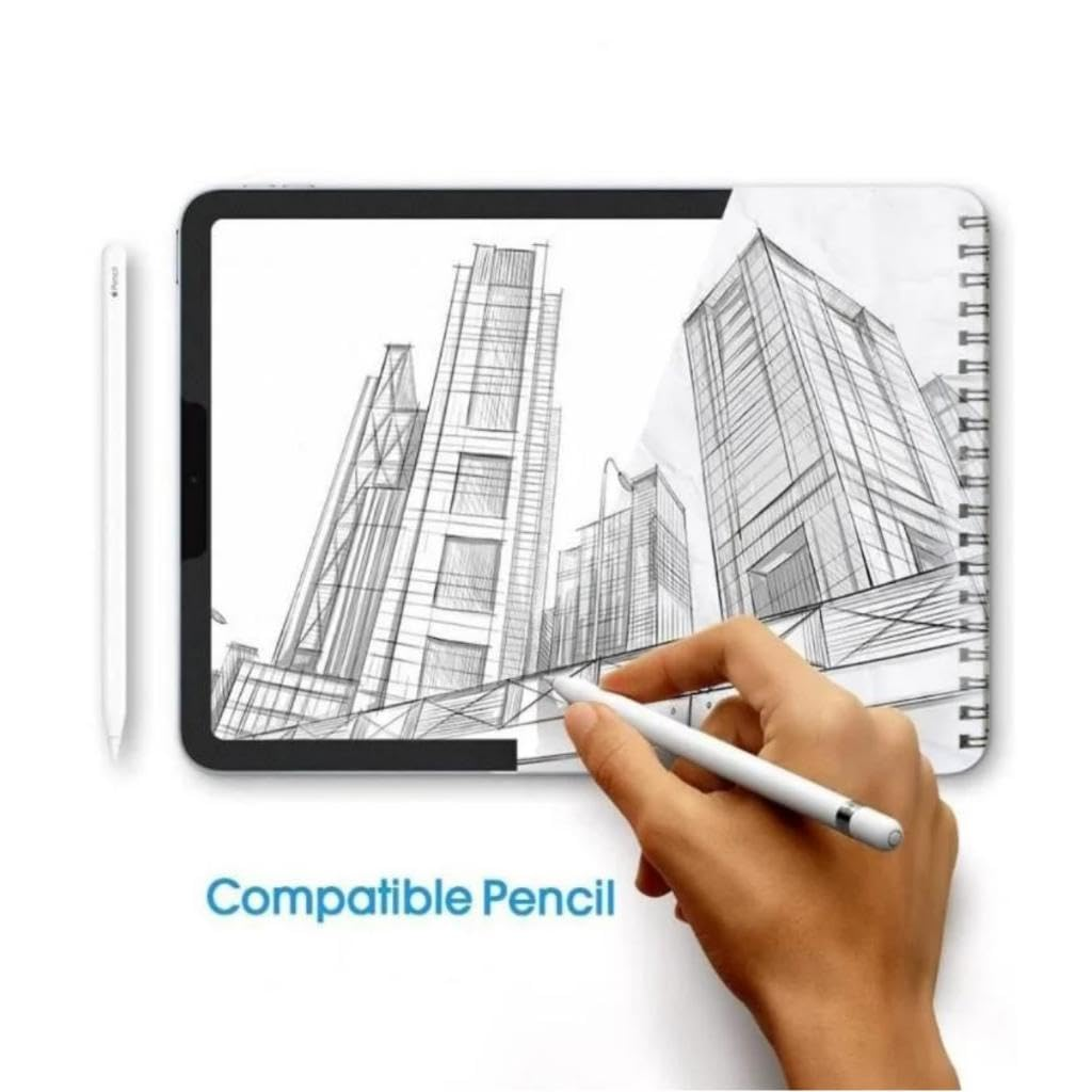 Bir el tablette gökdelen çizen bir stylus kalem tutuyor.