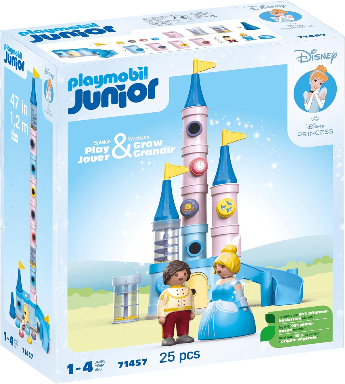 Playmobil Junior Disney Prinzessin Schloss mit Cinderella und Prinz, verpackt in einem bunten Karton.