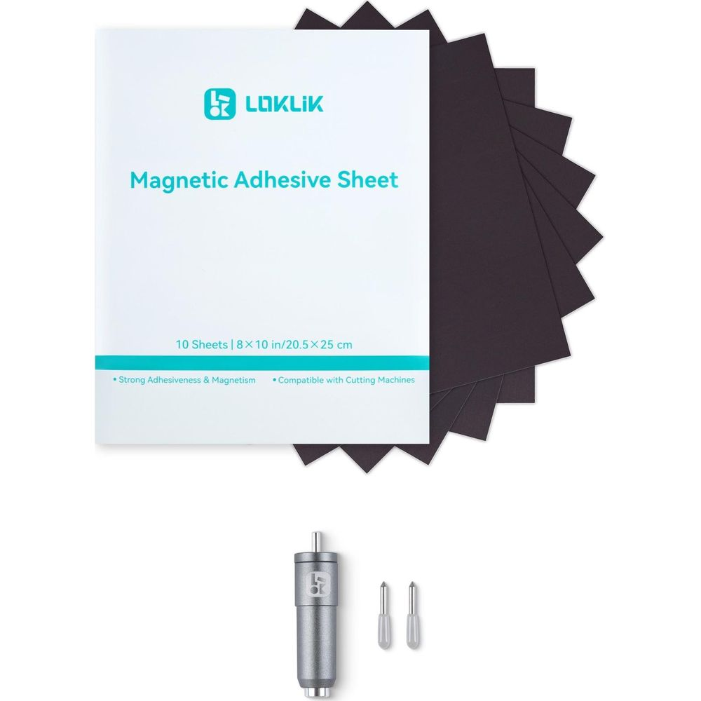 LOKLiK magnetische Klebefolien, 10 Stück mit Klinge und Gehäuse.