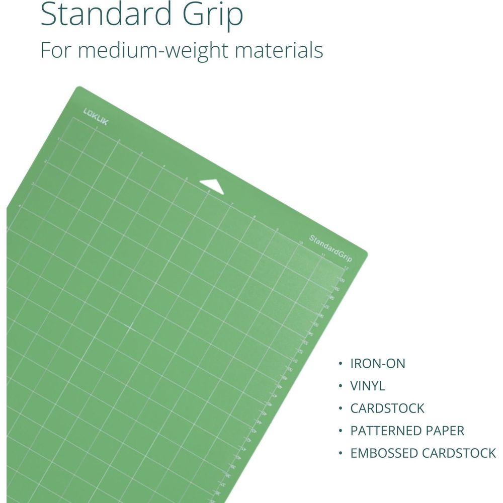 Grüne StandardGrip Schneidematte mit Maßstab für mittelschwere Materialien wie Vinyl und Karton.