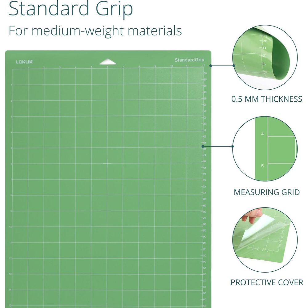 Grüne StandardGrip Schneidematte mit Messraster und Schutzfolie.