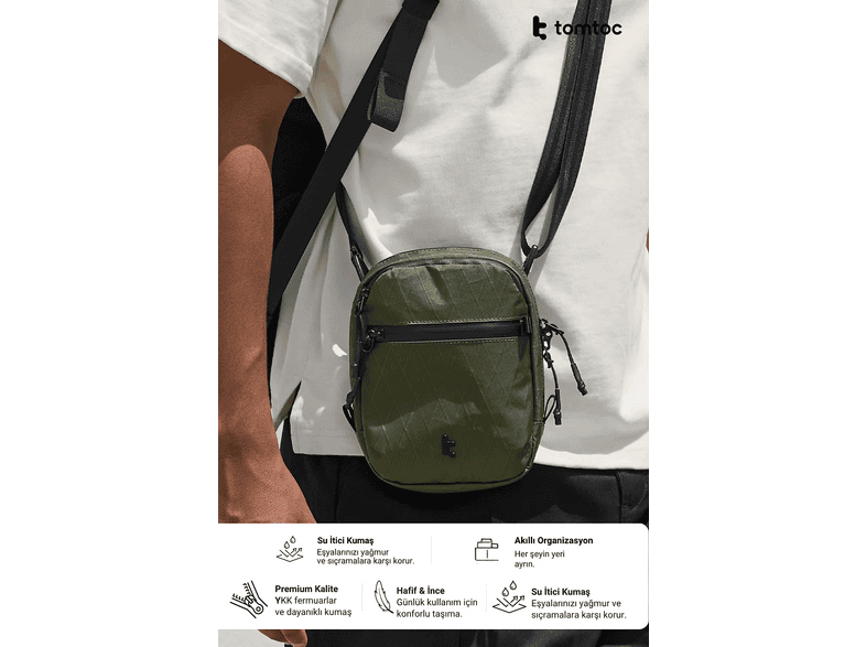 TOMTOC Aviator X-Pac Serisi T37 1.3L Yeşil - T37S1T1 El ve Omuz Çantası