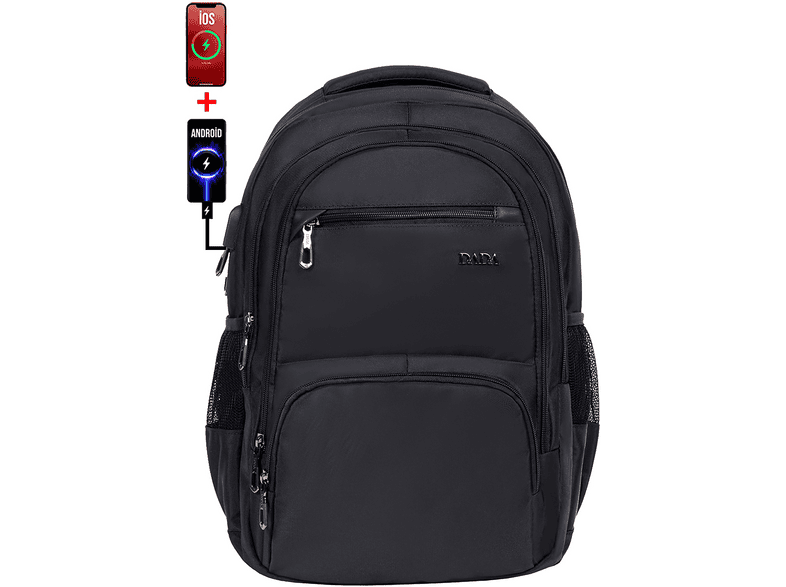 DADA 04 USB Type-C Aparatlı Okul ve Günlük Kullanım Unisex 15,6 inç Laptop Sırt Çantası Siyah