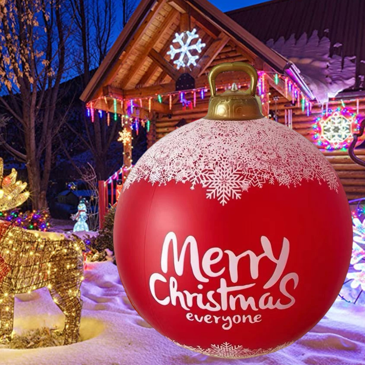 MARKETHAVEN Große Wetterfeste PVC Deko Kugel Aufblasbare Weihnachtskugel