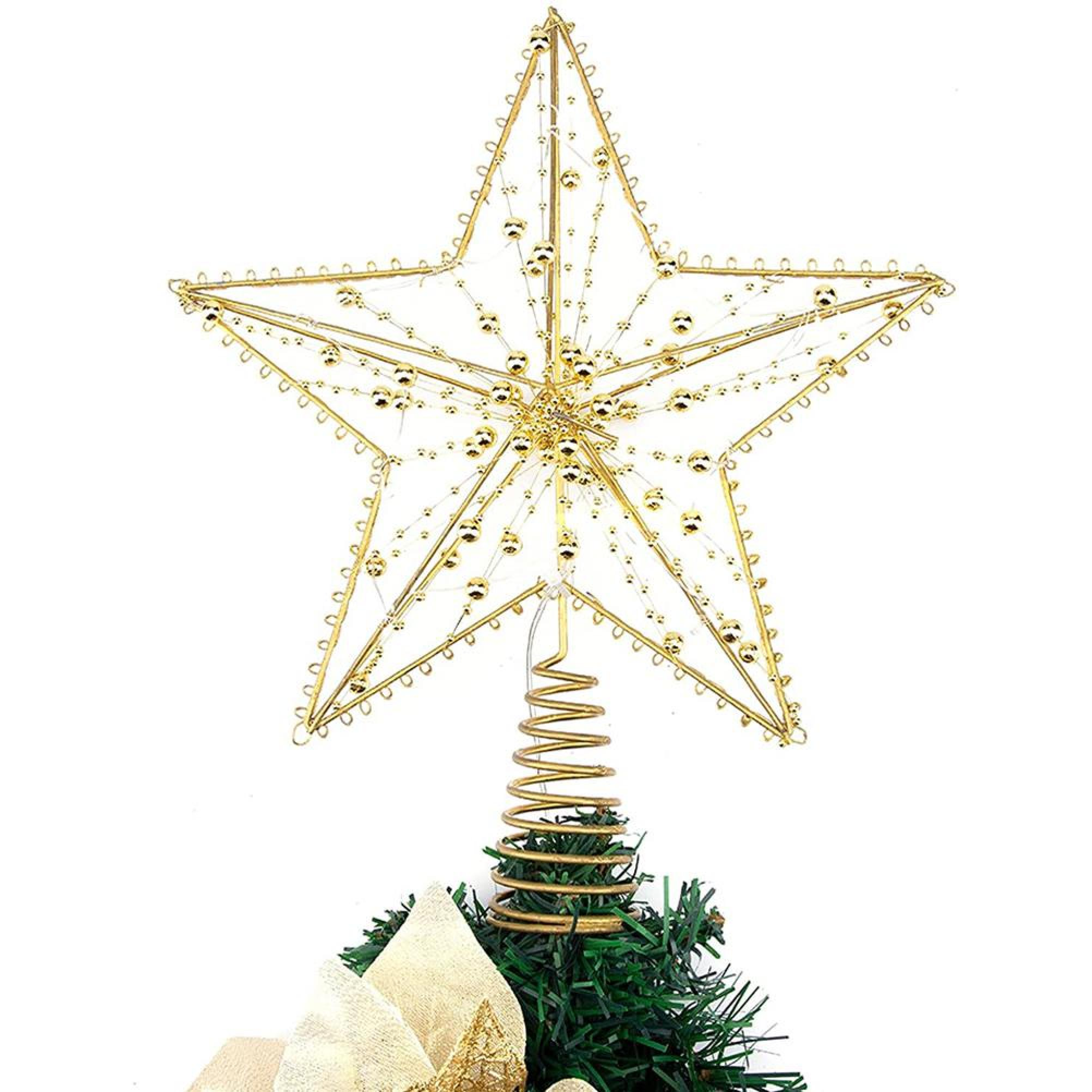 MARKETHAVEN Goldene LED Stern Spitze Glitzernd Baumspitze