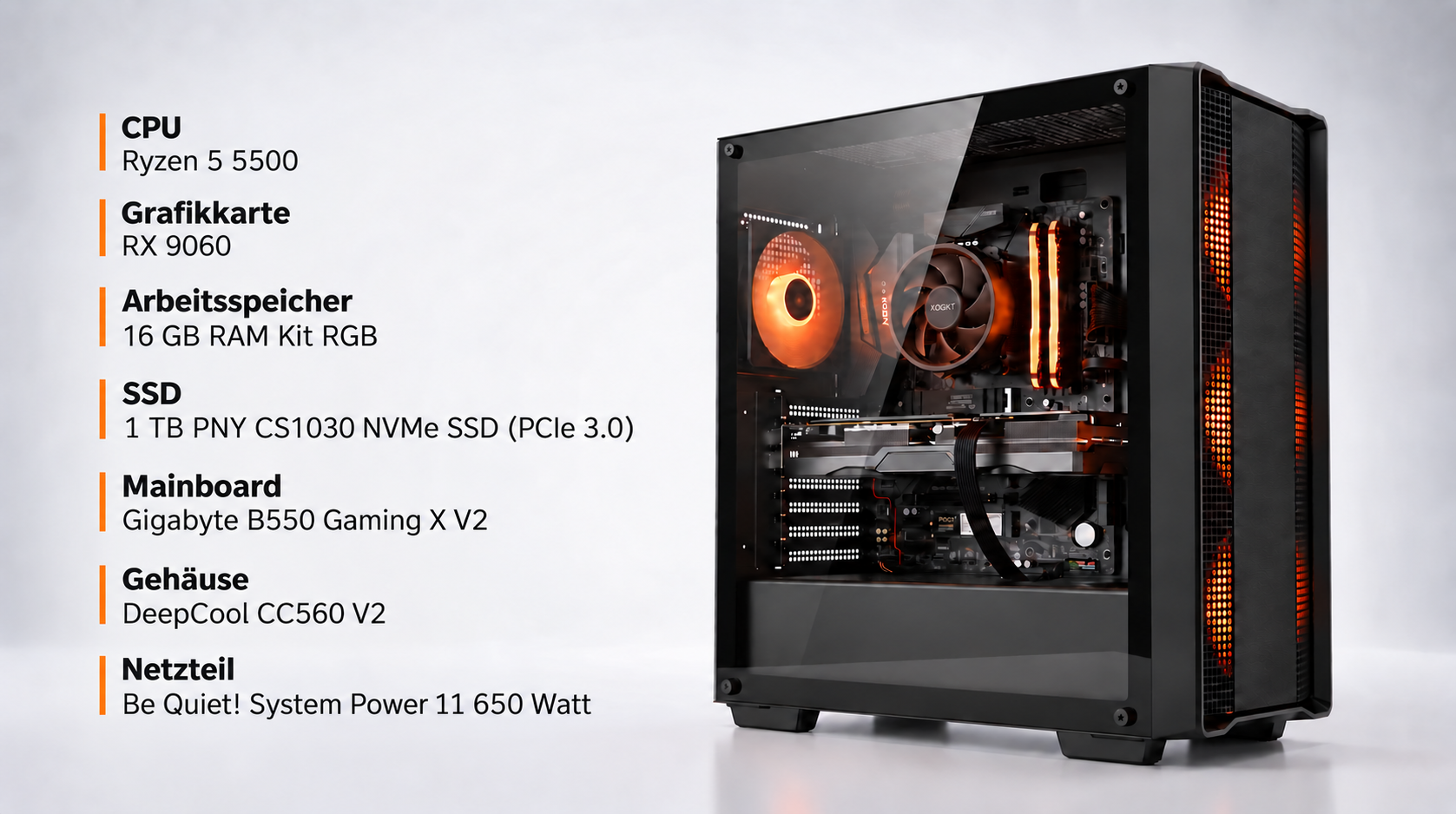 BUILD MY SYSTEM Ryzen Gaming Starter 5500, Premium Gaming PC mit AMD ...