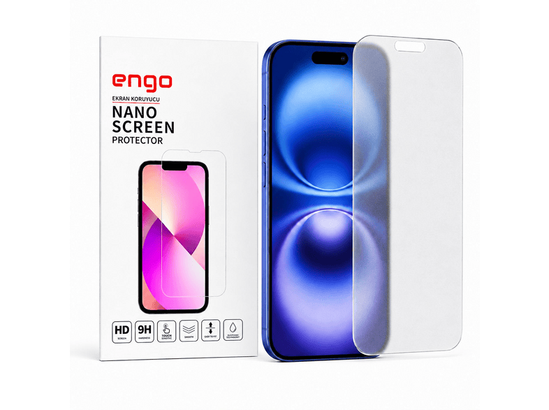 ENGO Apple iPhone 16 İle Uyumlu Mat Parmak İzi Bırakmayan 9H Kırılmaz Nano Cam Ekran Koruyucu