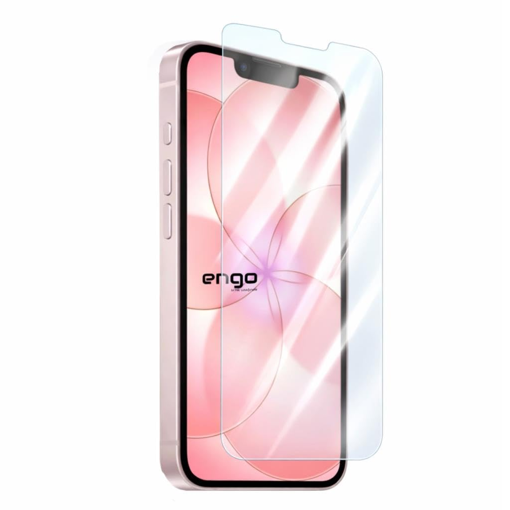 Çiçek duvar kağıdı gösteren pembe bir akıllı telefonun hemen üzerinde duran şeffaf cam ekran koruyucu.