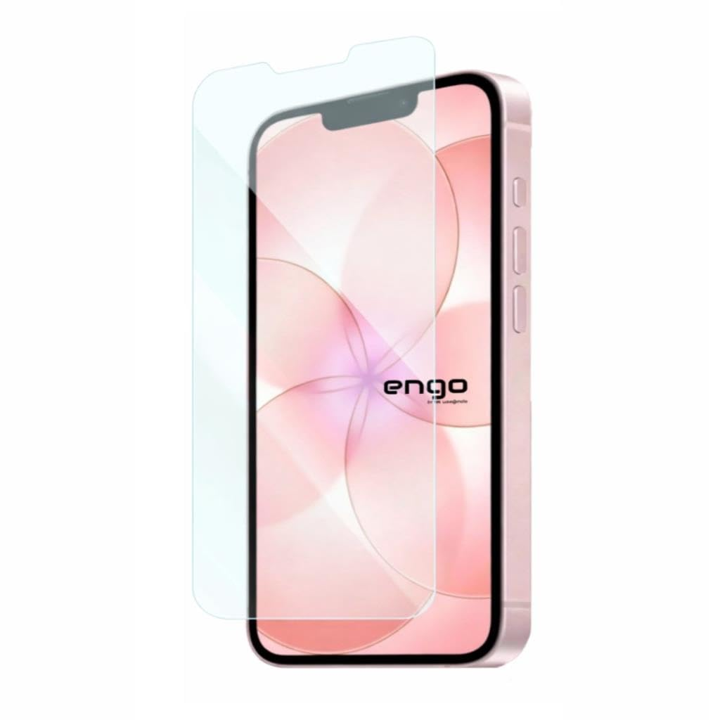 Ekranin onunde seffaf cam ekran koruyucu bulunan pembe bir akilli telefon.