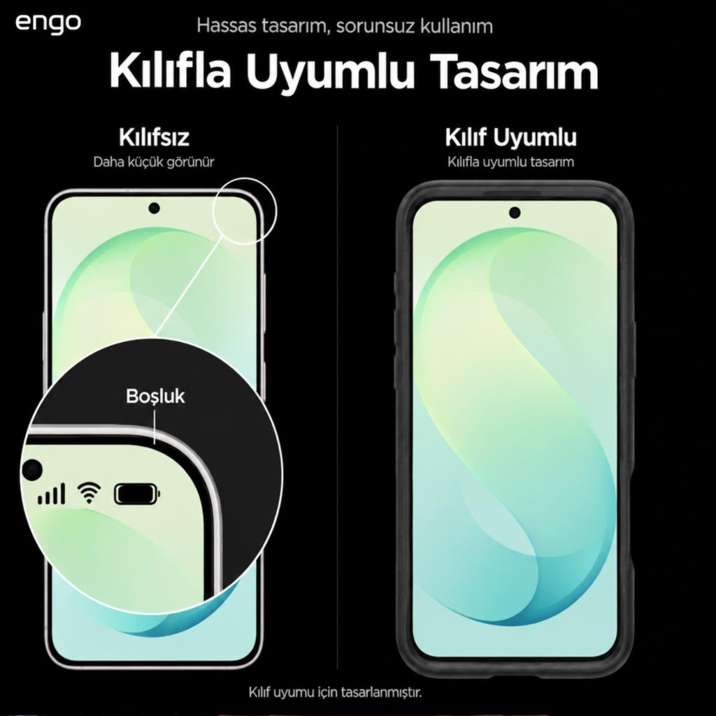 Kılıfsız ve kılıflı akıllı telefon karşılaştırması, kılıf uyumlu tasarım özelliklerini gösterir.