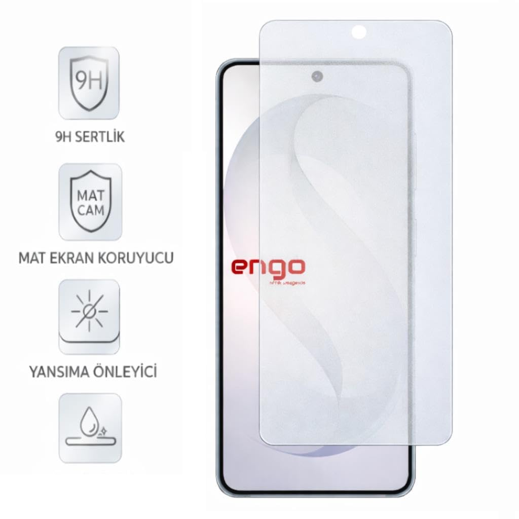 Yanda sertlik, koruma ve yansıma önleyici simgeleri olan mat akıllı telefon ekran koruyucusu.