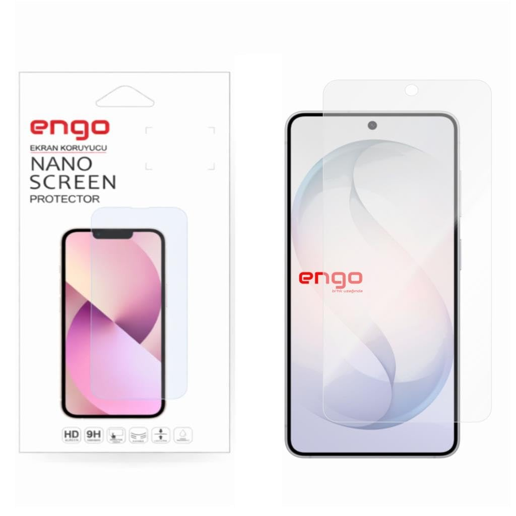 Akıllı telefonun yanında ambalajında Engo Nano Ekran Koruyucu.
