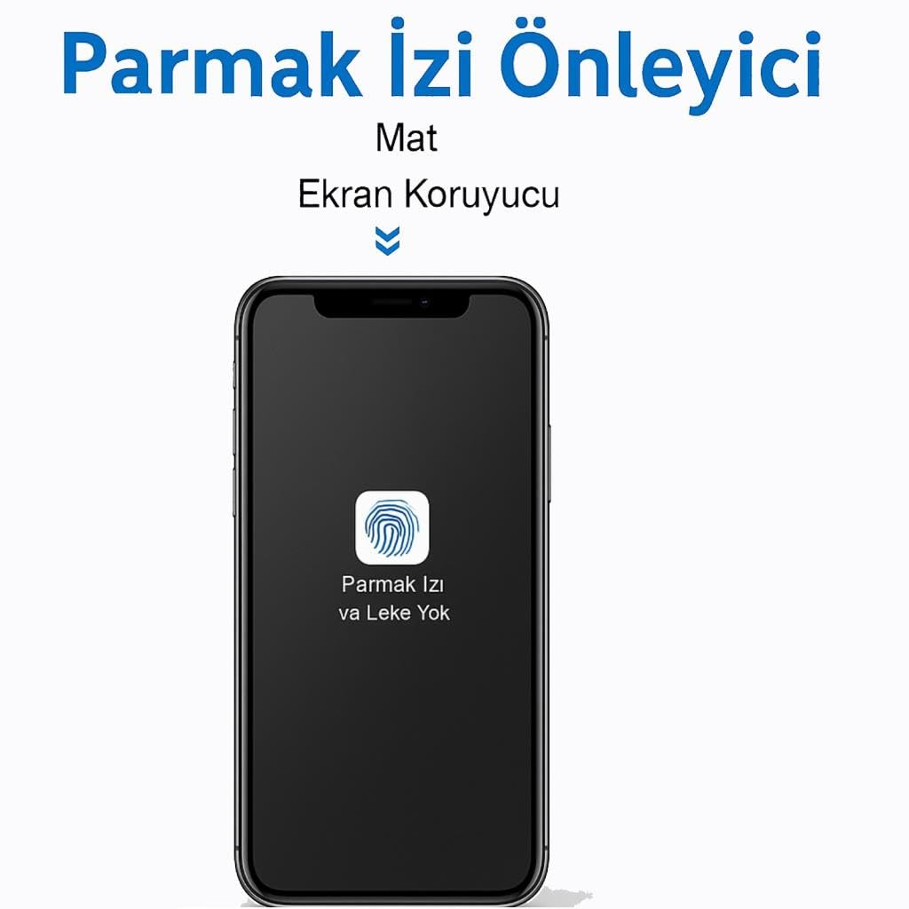 Mat ekran koruyuculu akıllı telefon ve üzerinde Türkçe yazı.