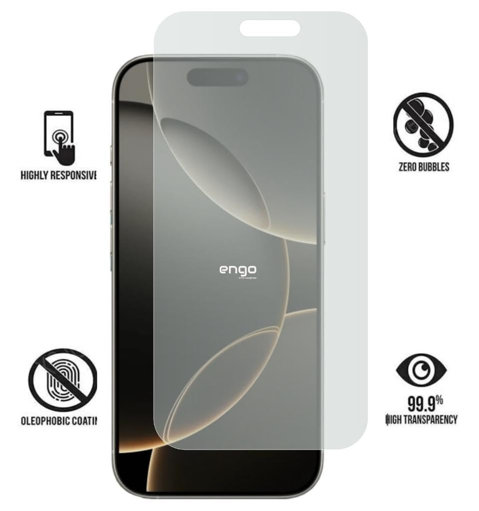 Ekran koruyuculu akıllı telefon ve dokunmatik, kabarcıksız, parmak izi önleyici ve şeffaflık için dört simge.