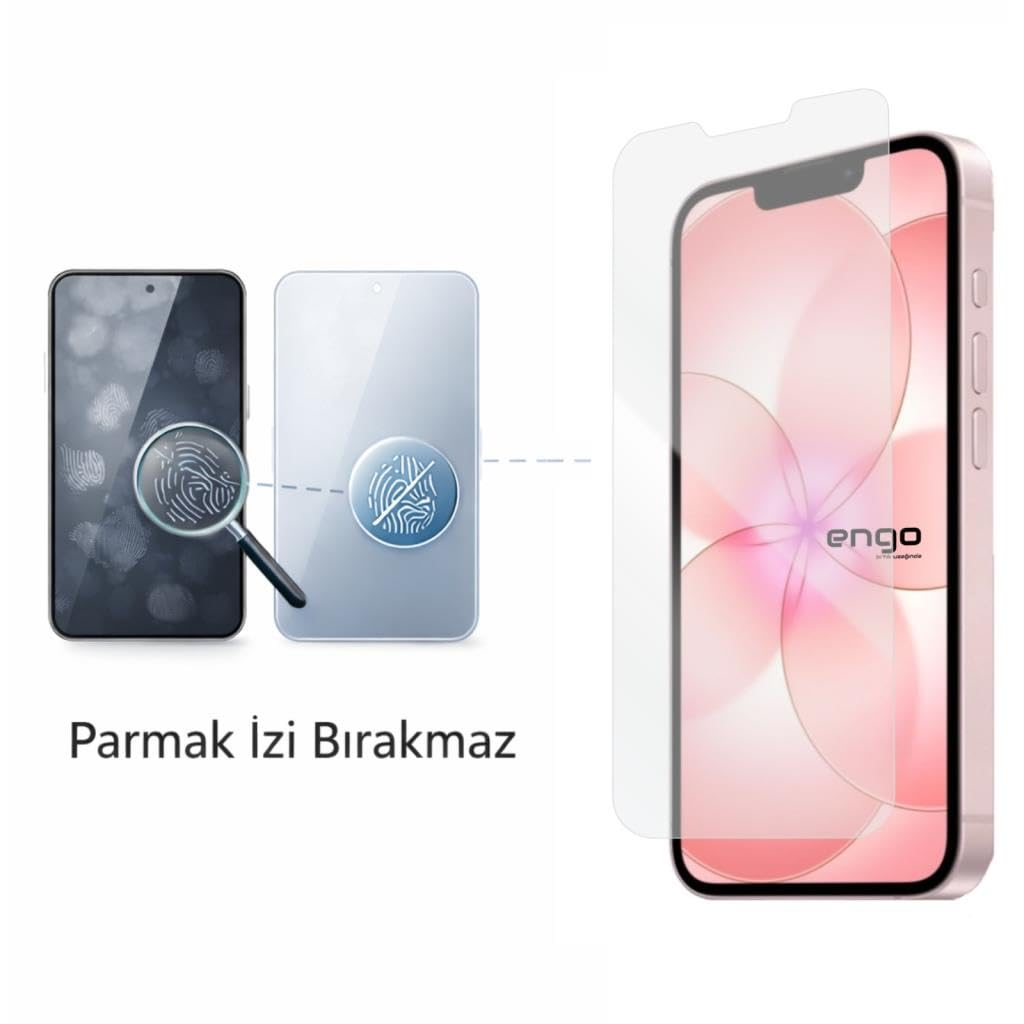 Parmak izi bırakmayan ekran koruyuculu akıllı telefon gösteren bir görsel.
