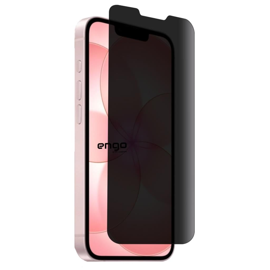 Ekranın üzerine kısmen kaydırılmış koyu gri koruyucu filme sahip pembe bir akıllı telefon.