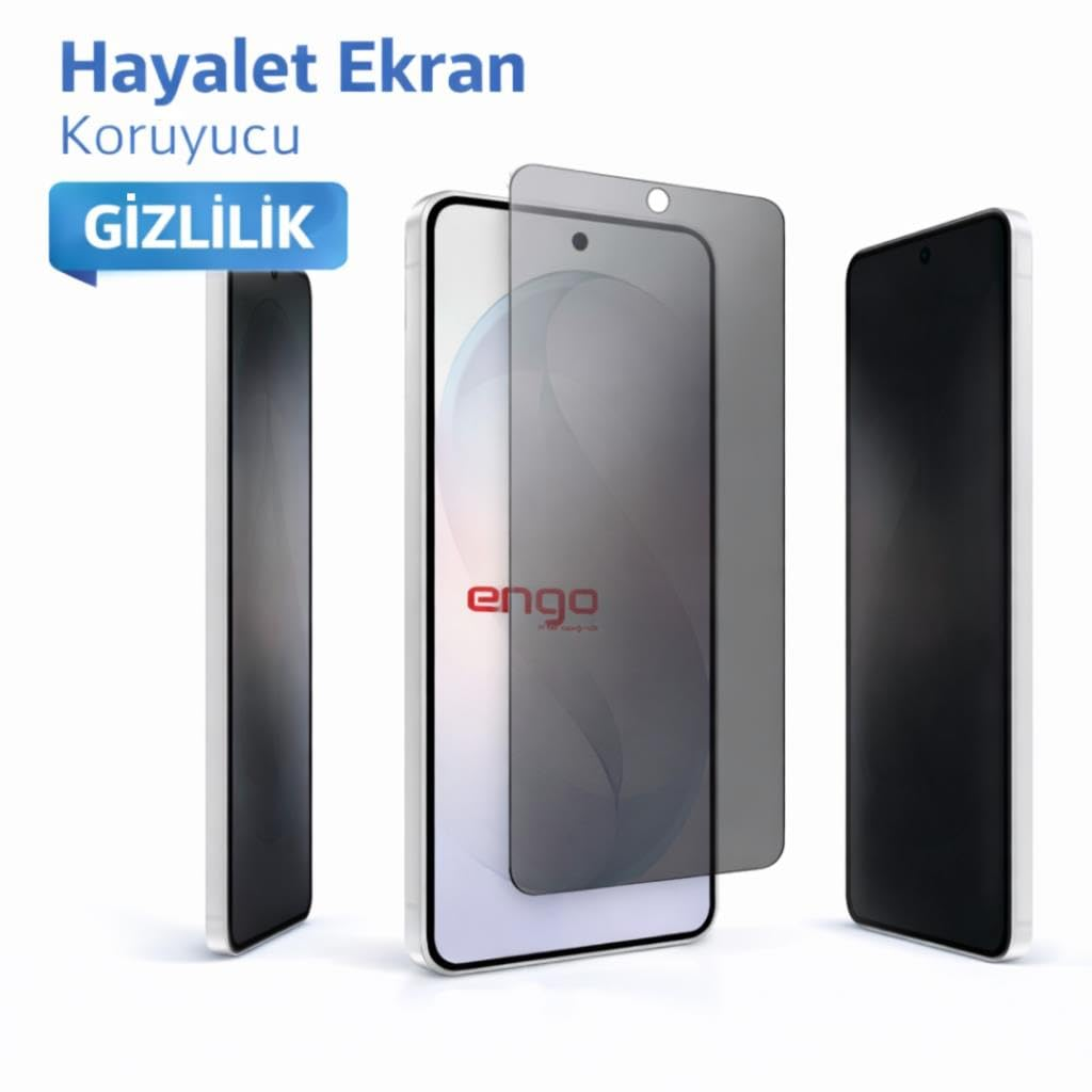 Gizlilik ekran koruyuculu üç akıllı telefonun yakından görünümü.