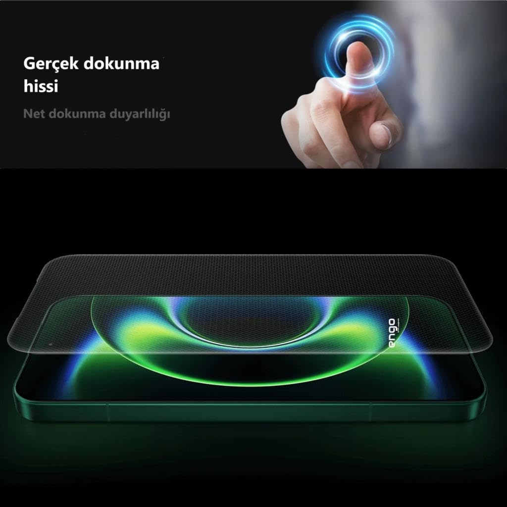 Bir el ekrana dokunurken, koruyucu cam akıllı telefonun üzerinde havada duruyor.