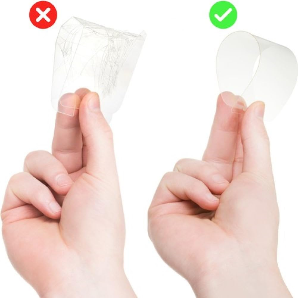 İki filmin karşılaştırması: solda kırmızı çarpılı dağınık, sağda yeşil tikli temiz ve kavisli.