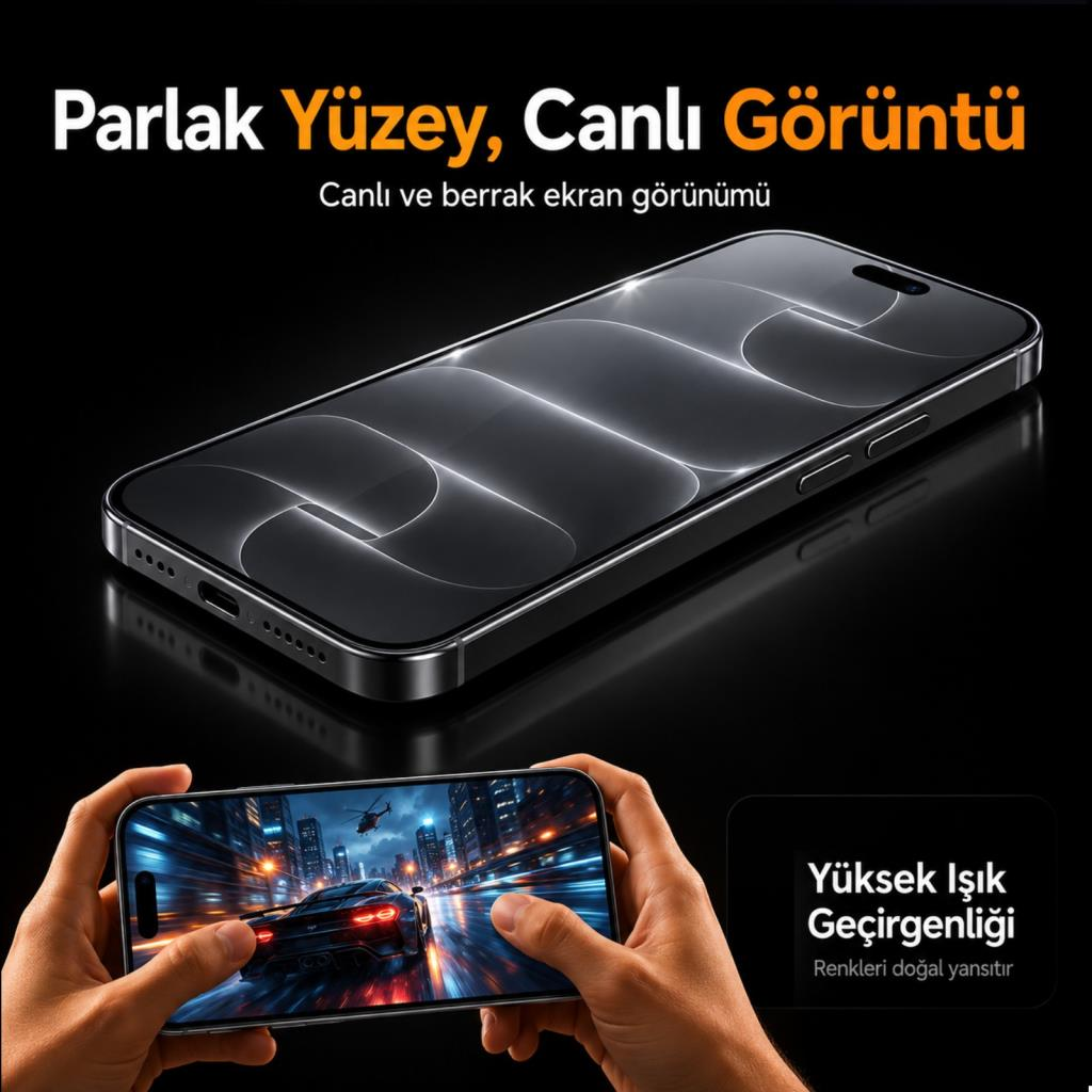 Parlak yüzeyli ve net ekranlı bir akıllı telefon, eller tarafından altta tutuluyor.