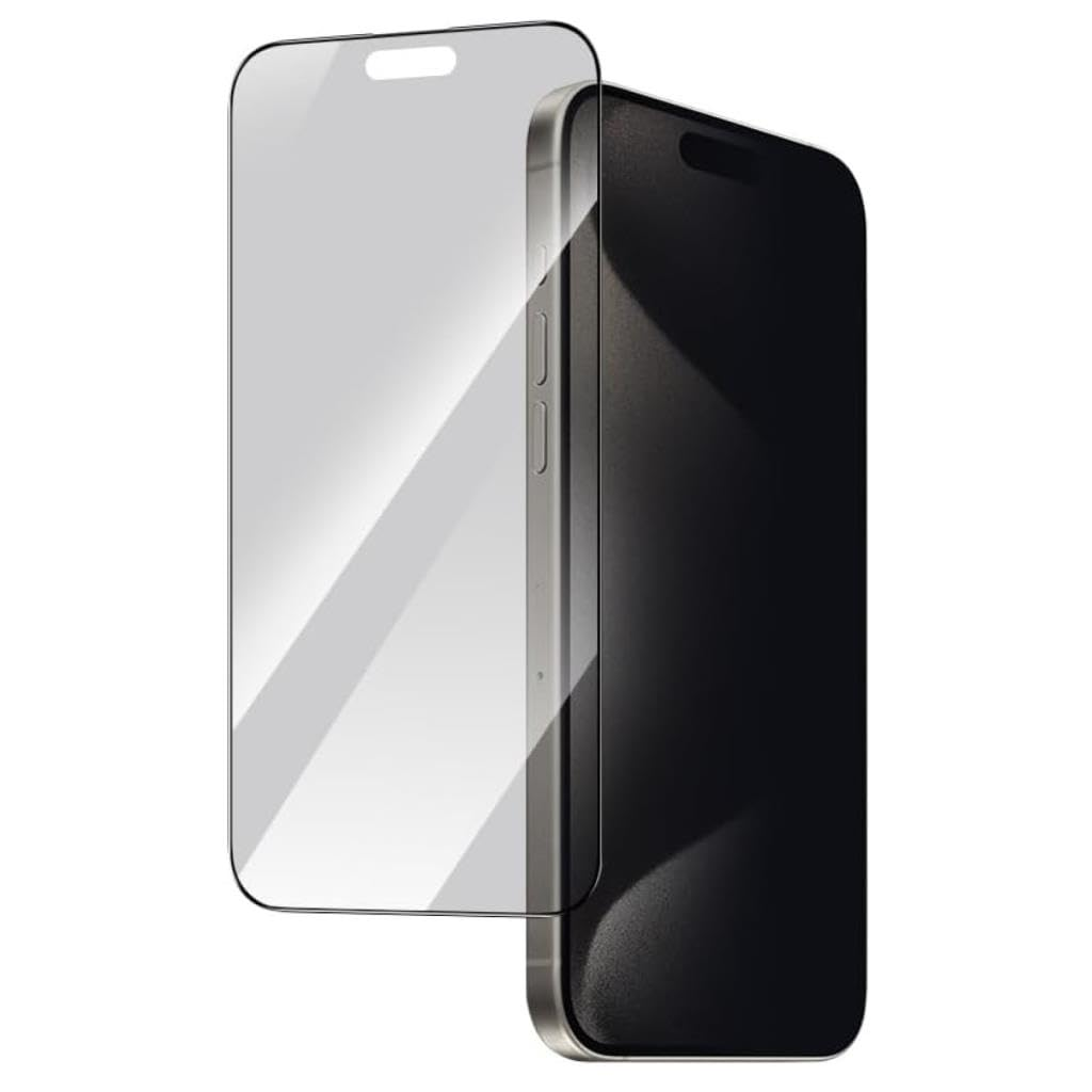 Bir akıllı telefon ve ayrı bir cam ekran koruyucu, açık renkli bir arka plan önünde sergileniyor.