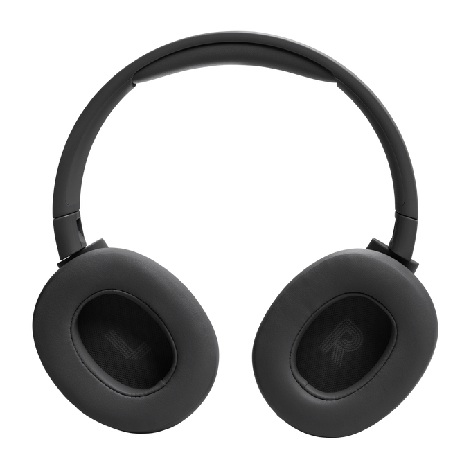Auriculares supraurales negros con almohadillas acolchadas sobre fondo blanco.