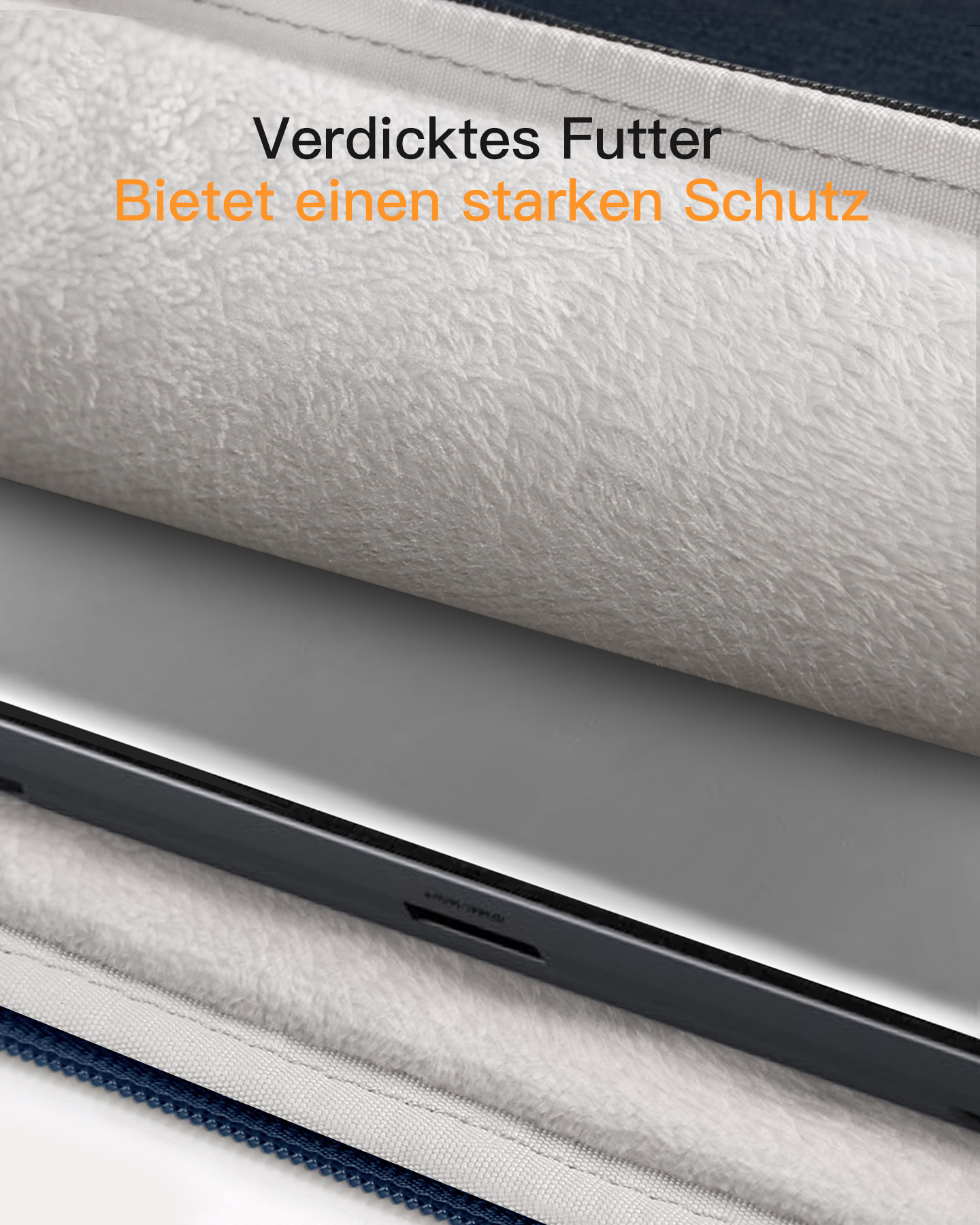 Verdicktes Futter in einer Schutzhülle für Laptops.