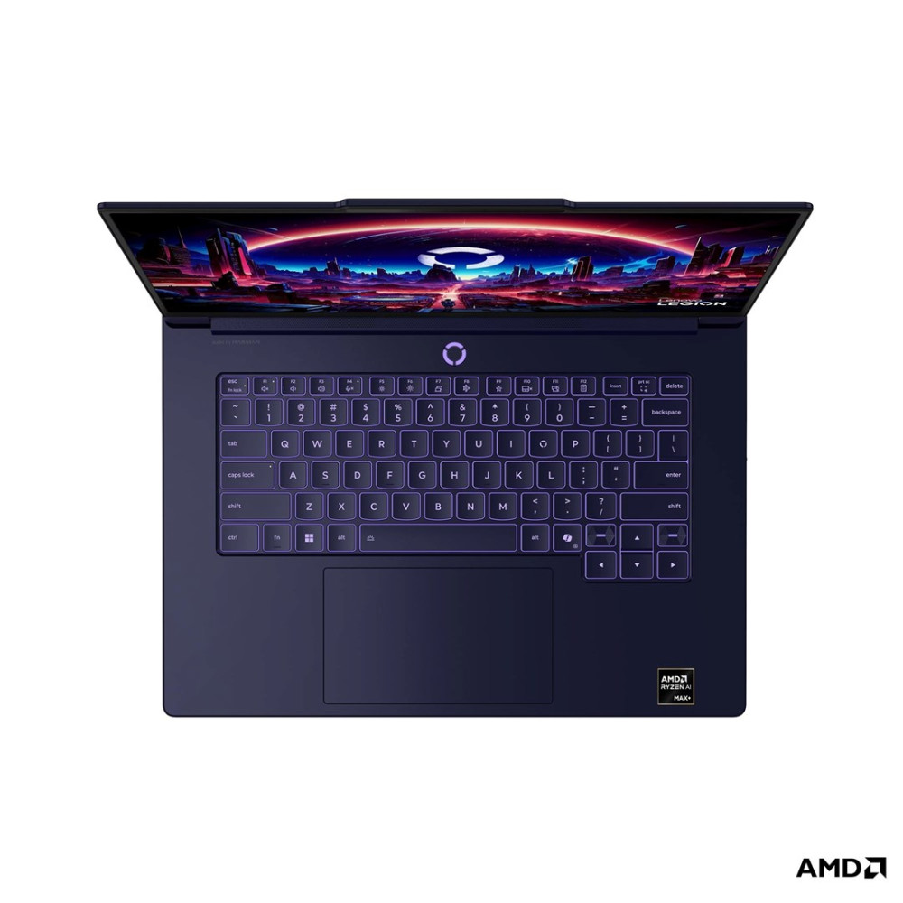 Kojarzący się z granatem laptop z podświetlaną klawiaturą i kolorowym ekranem.