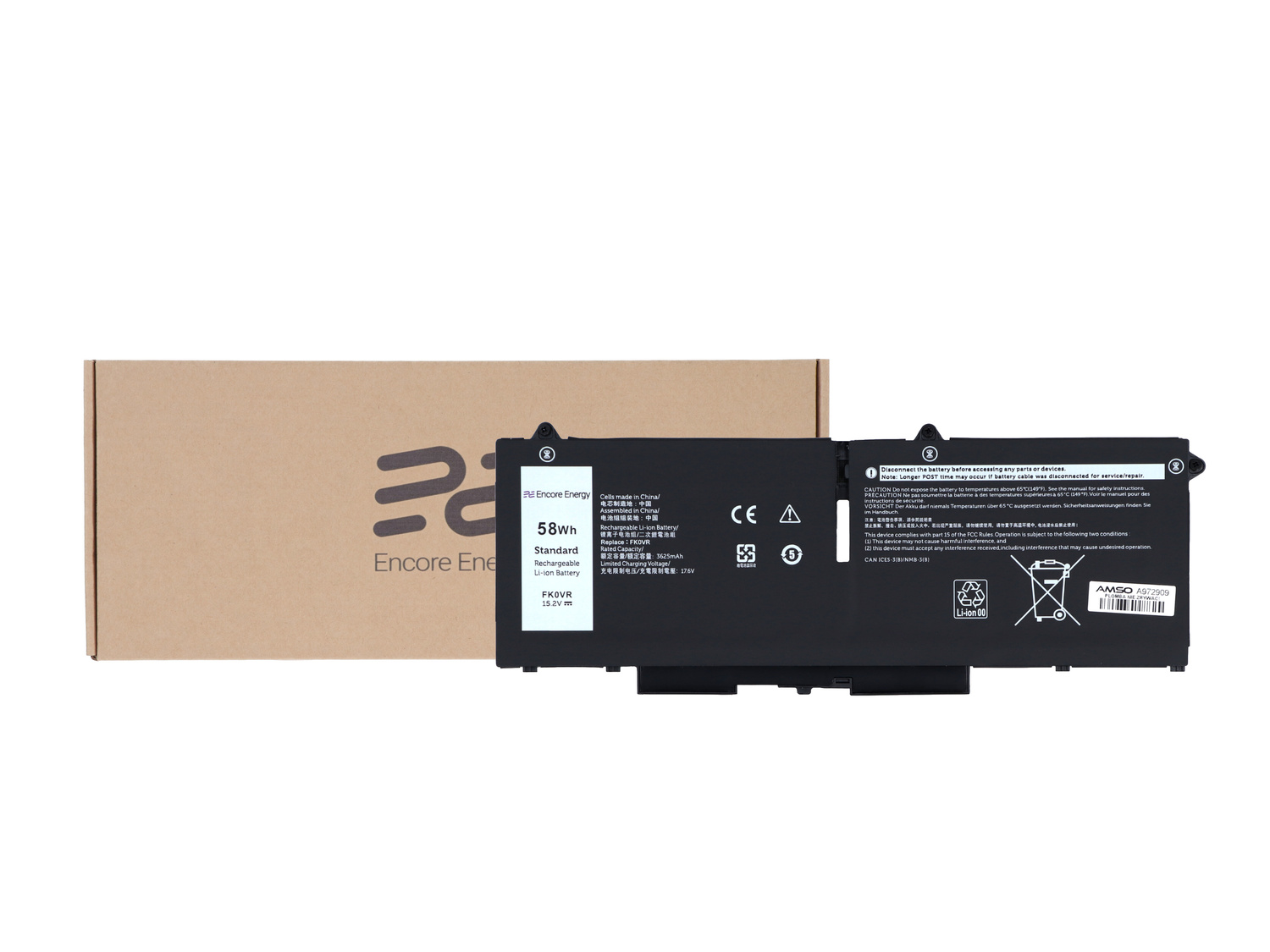 Bateria ENCORE ENERGY do Dell Latitude 5330 5430 5530 7430 7530 58Wh 15.2V 3625mAh FK0VR