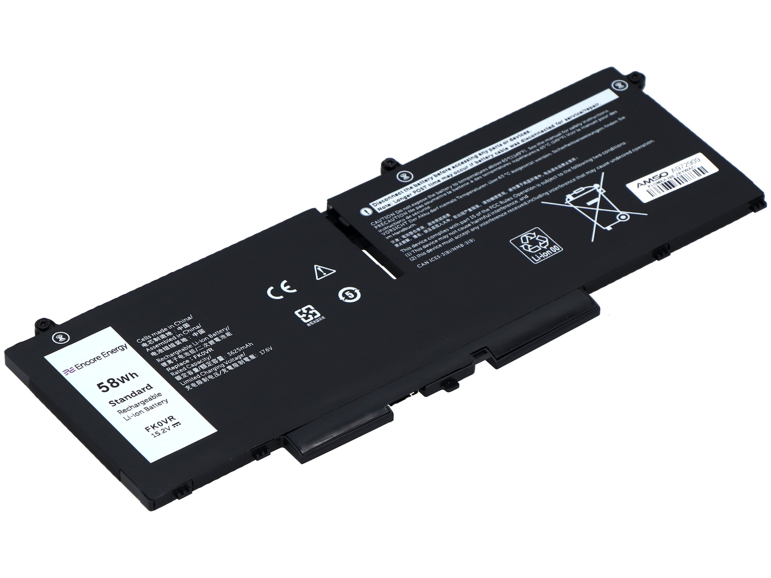 Bateria ENCORE ENERGY do Dell Latitude 5330 5430 5530 7430 7530 58Wh 15.2V 3625mAh FK0VR