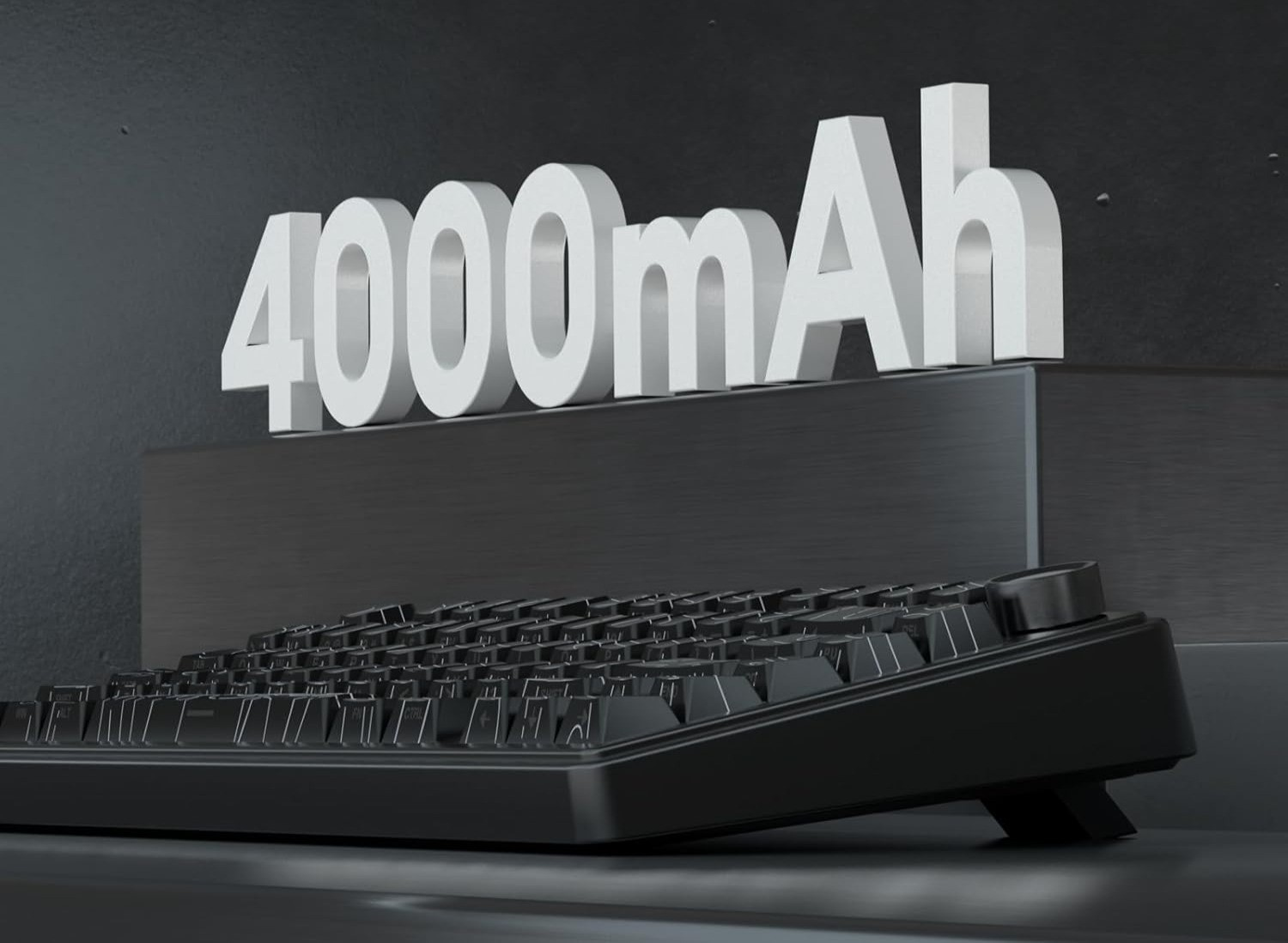 Czarna klawiatura z napisem 4000mAh dużymi białymi literami w tle.