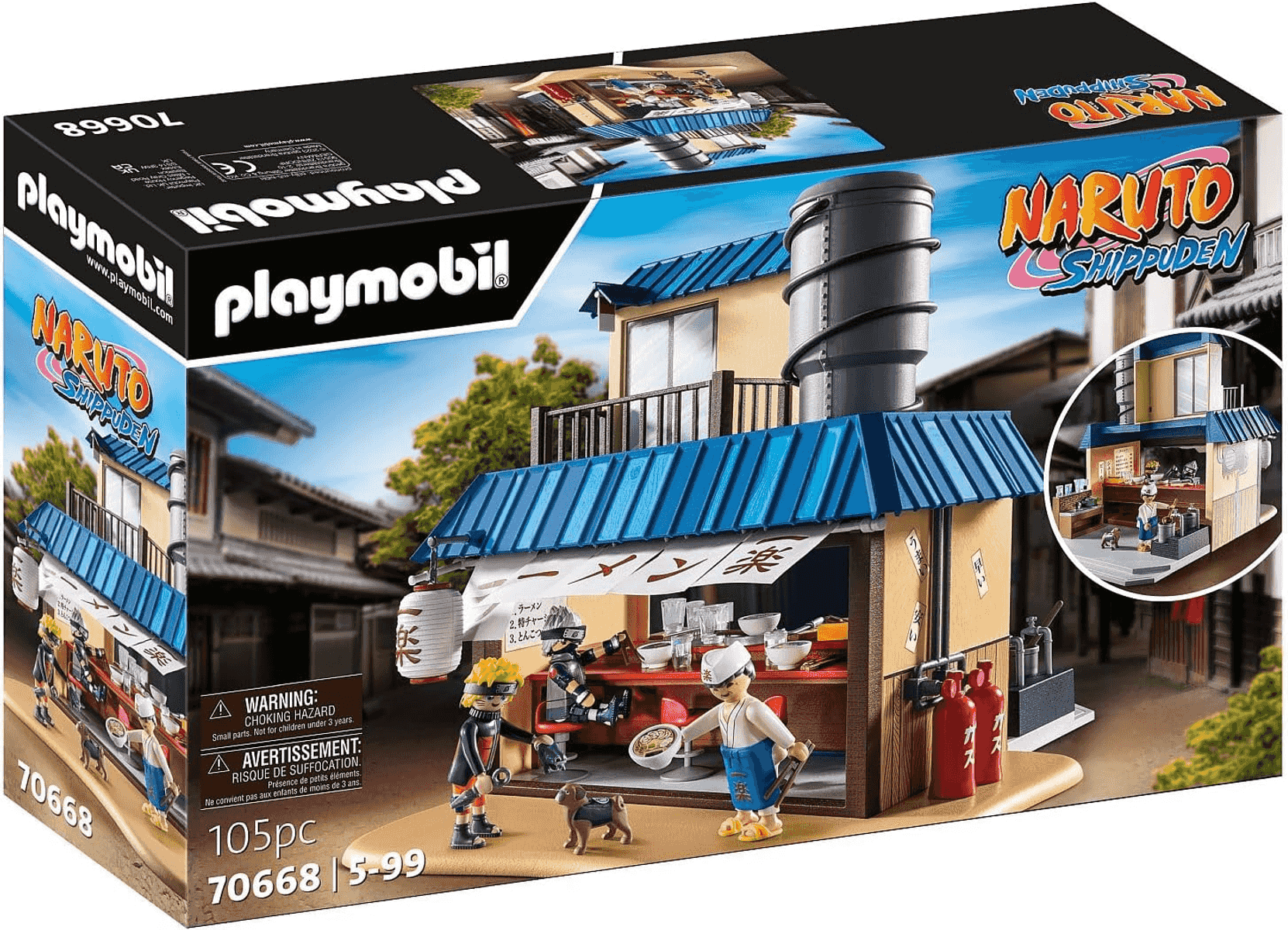 Set de tienda de ramen Ichiraku de Playmobil Naruto Shippuden con figuras, accesorios y edificio.