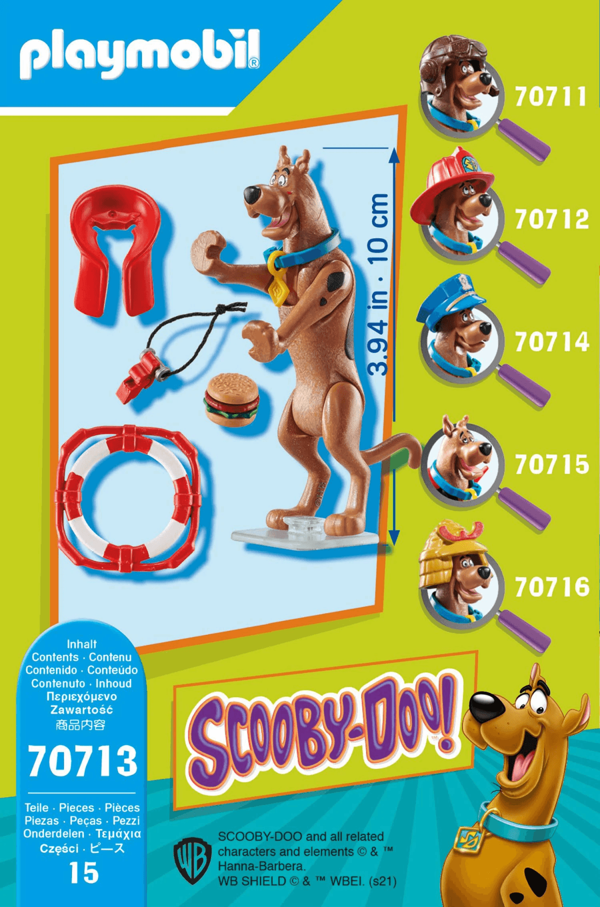 Set Playmobil Scooby-Doo 70713 con figura, hamburguesa, salvavidas y gorros.