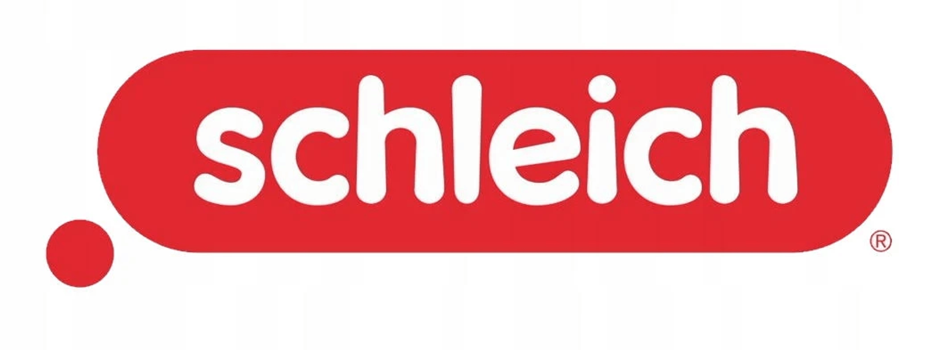 Rotes Logo mit weißem Schleich-Schriftzug und einem kleinen roten Kreis links.