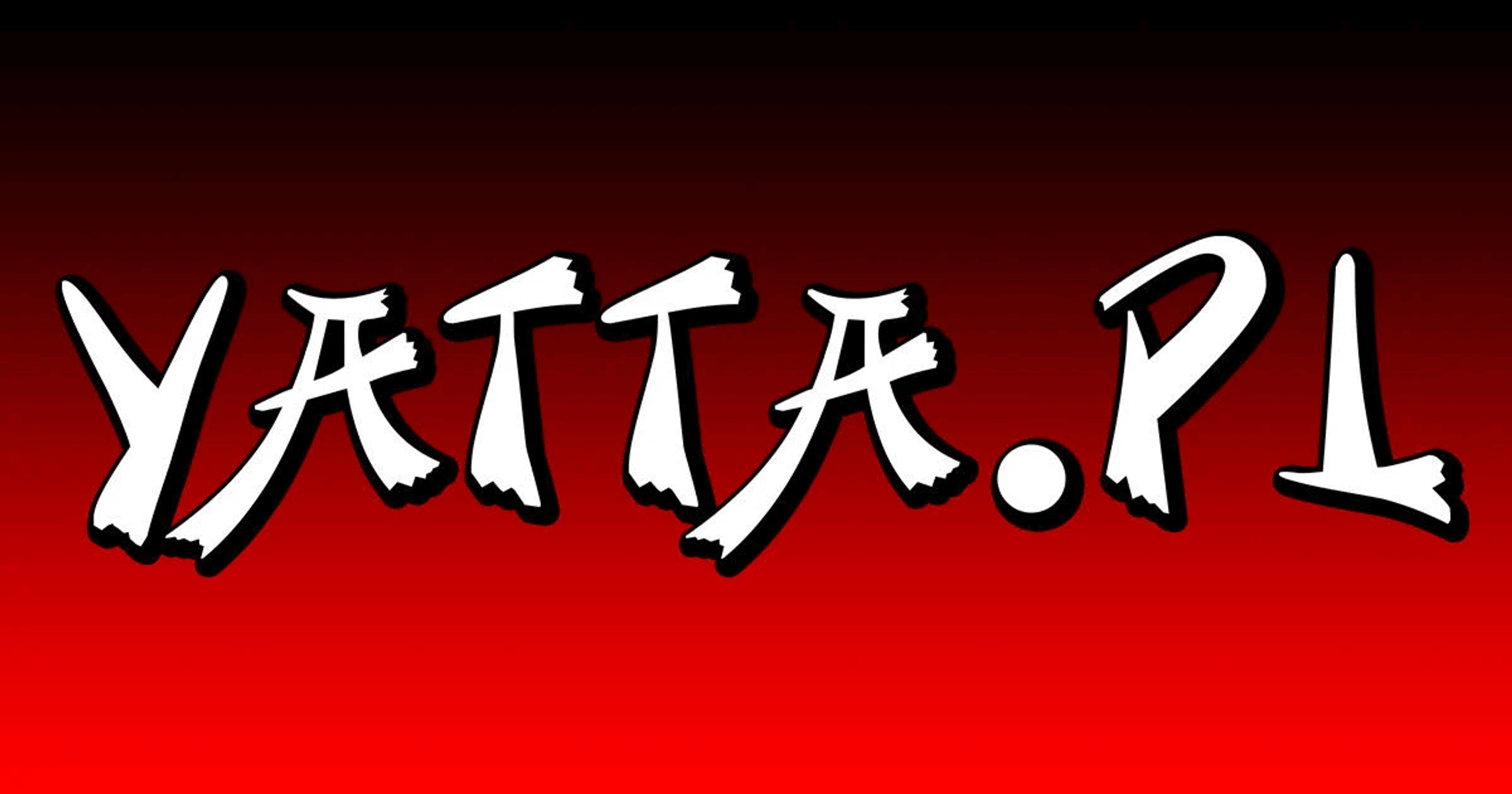 El texto blanco YATTA.PL está centrado sobre un fondo degradado de rojo y negro.