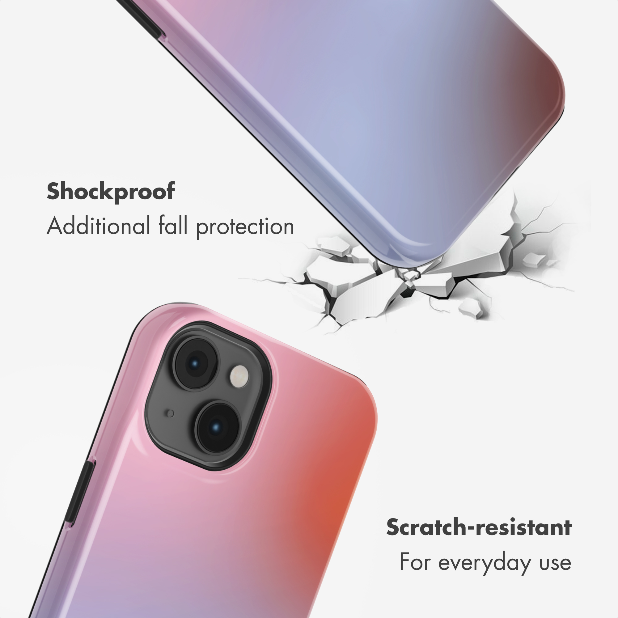 Custodia per telefono con gradiente, antiurto e antigraffio.
