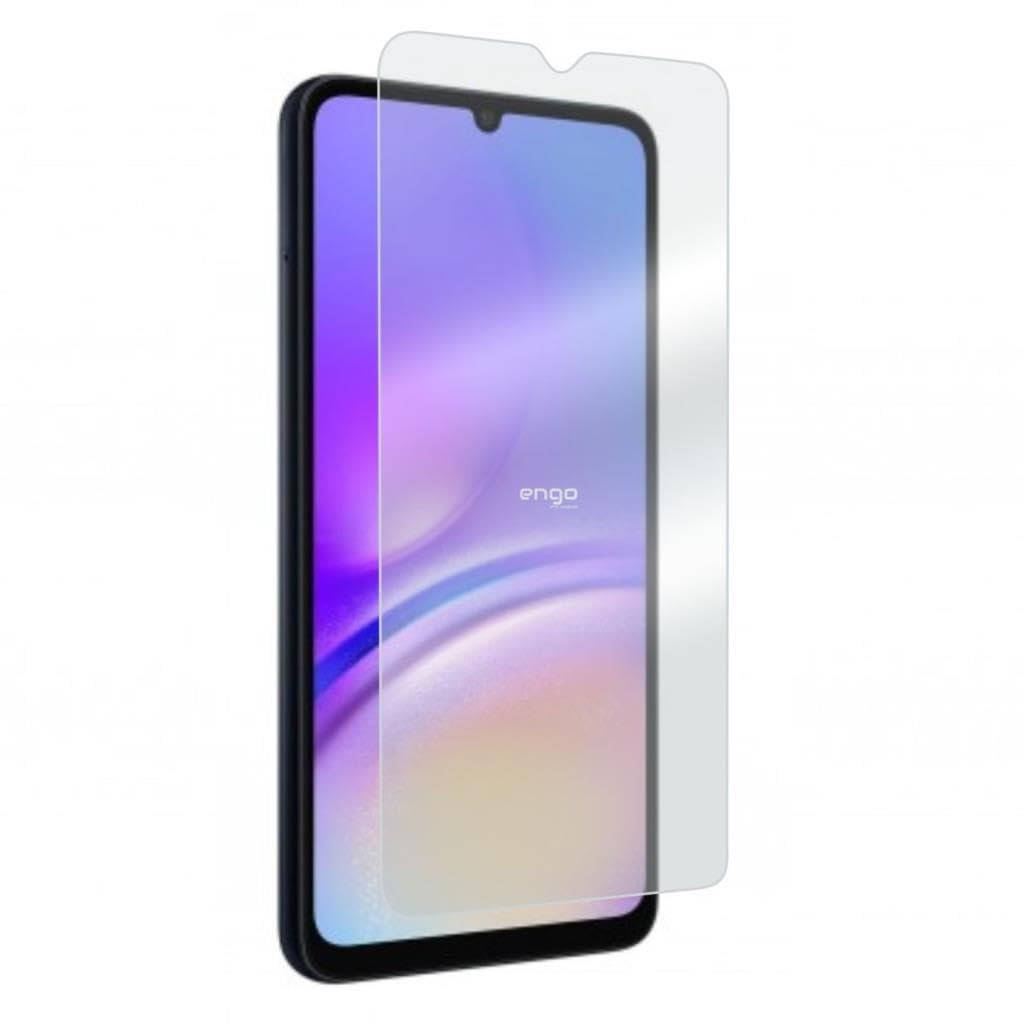 Üzerinde hafifçe konumlandırılmış ekran koruyucu bulunan siyah akıllı telefon.
