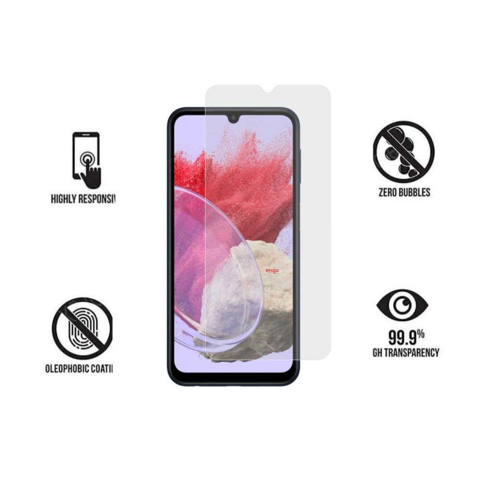 Ekran koruyuculu ve dokunmatik, kabarcıksız, oleofobik kaplama ve şeffaflık için dört simgeli akıllı telefon.