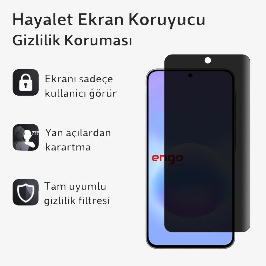 Karanlık hayalet ekran koruyuculu ve Türkçe açıklamalı bir akıllı telefon.