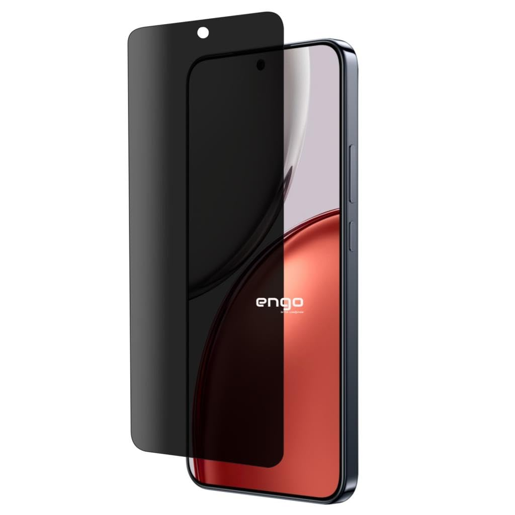 Ekranının üzerine kısmen yerleştirilmiş gizlilik ekran koruyuculu bir akıllı telefon.