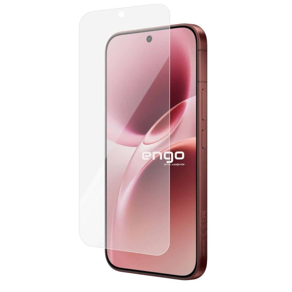 Önünde cam ekran koruyucu bulunan kırmızı akıllı telefon.